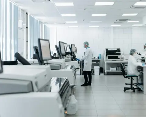 Researchers in a lab.