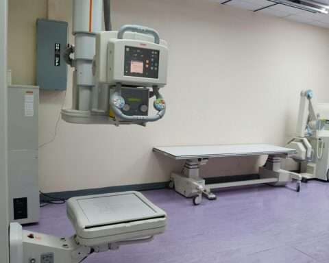 An empty hospital room.