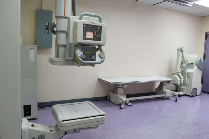 An empty hospital room.