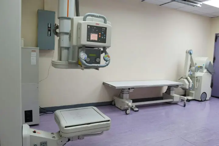 An empty hospital room.