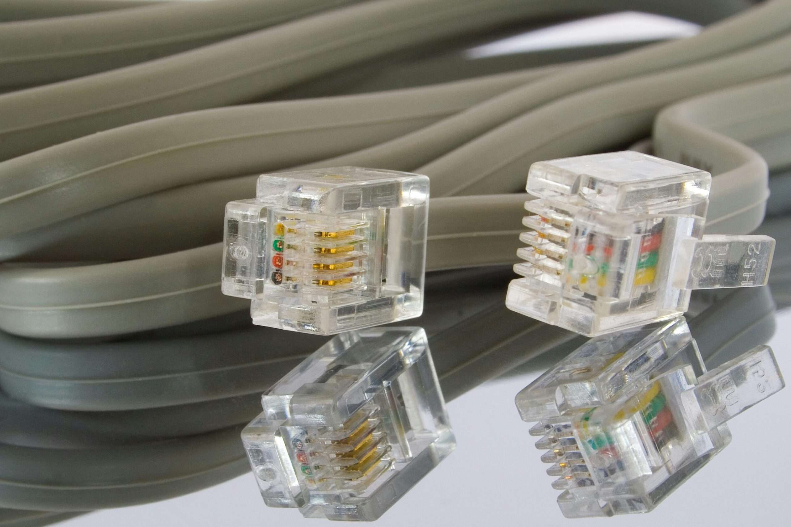 A grey ethernet cable.