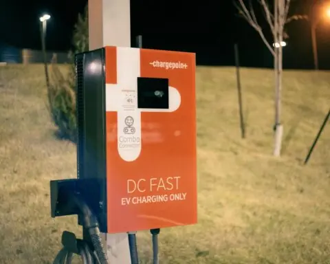 A DC fast charger for electric vehicles.