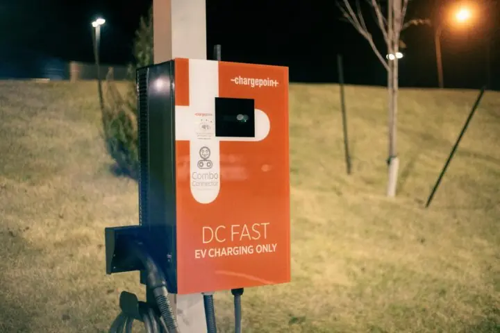 A DC fast charger for electric vehicles.