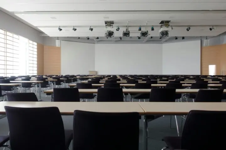An empty classroom.