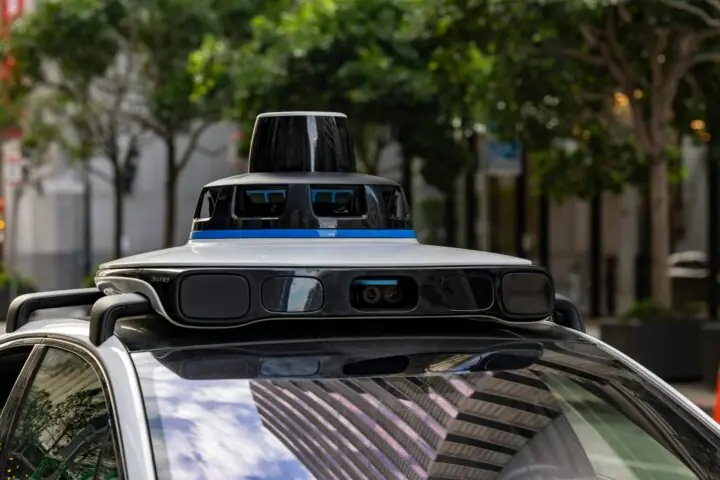 A camera atop an autonomous car.