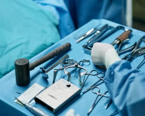 Medical instruments preparing for a surgery.