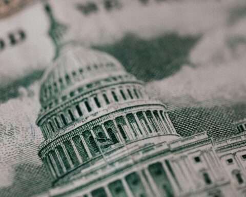 A closeup of a dollar bill.