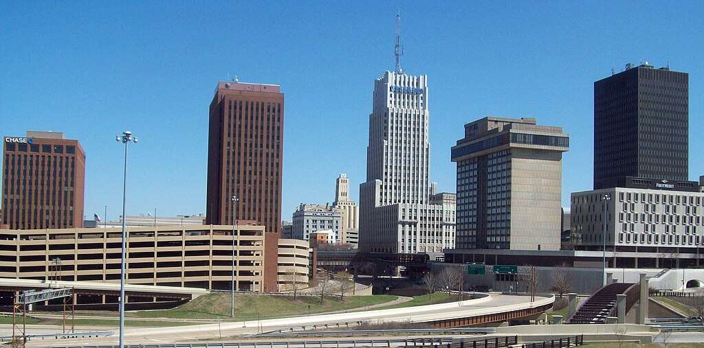 The Akron, Ohio, skyline.
