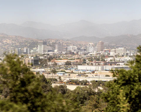 A panoramic view of the Glendale skyline in California.