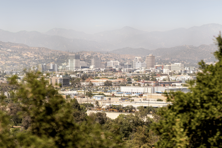 A panoramic view of the Glendale skyline in California.
