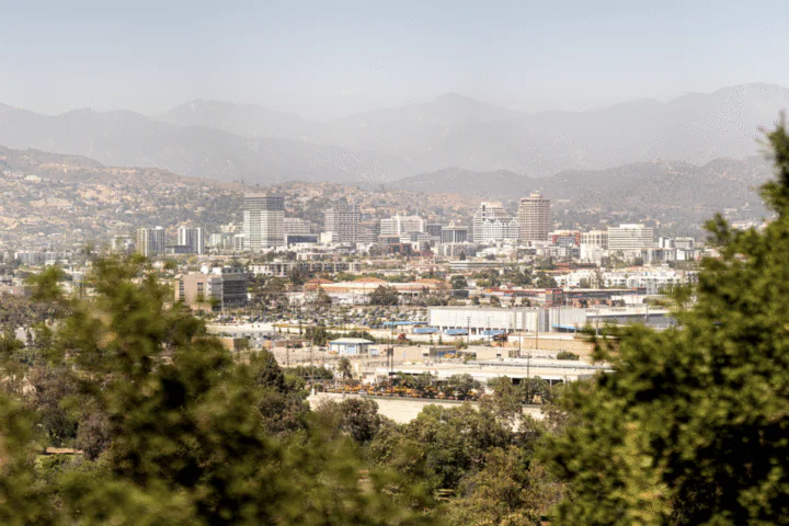 A panoramic view of the Glendale skyline in California.