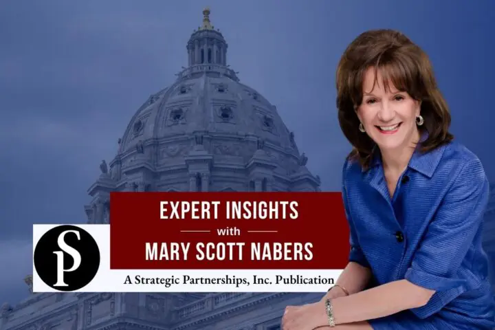 Mary Scott Nabers before a state capitol building for her weekly column.