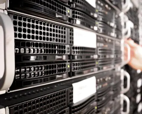 A cloud server in a server room.