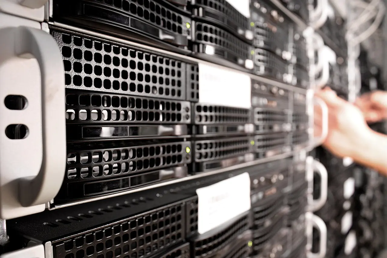 A cloud server in a server room.