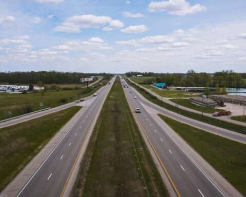 A highway in Indiana from above.