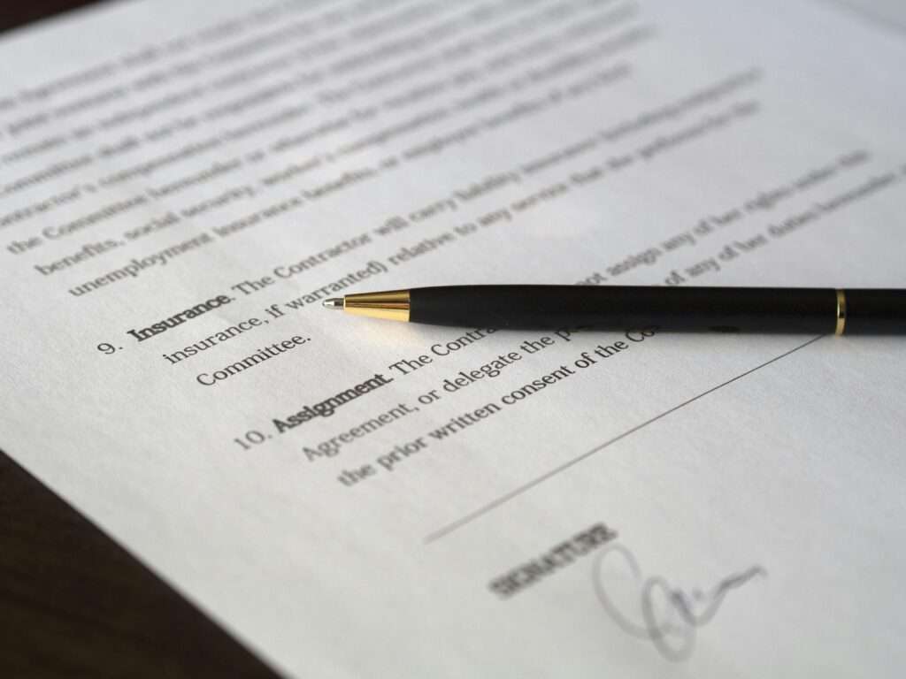 A pen on a government contract.
