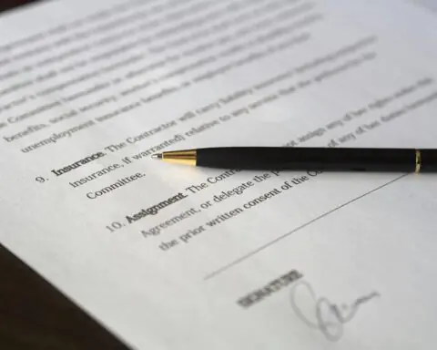 A pen on a government contract.