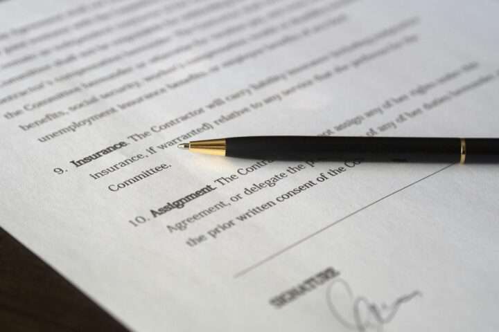 A pen on a government contract.