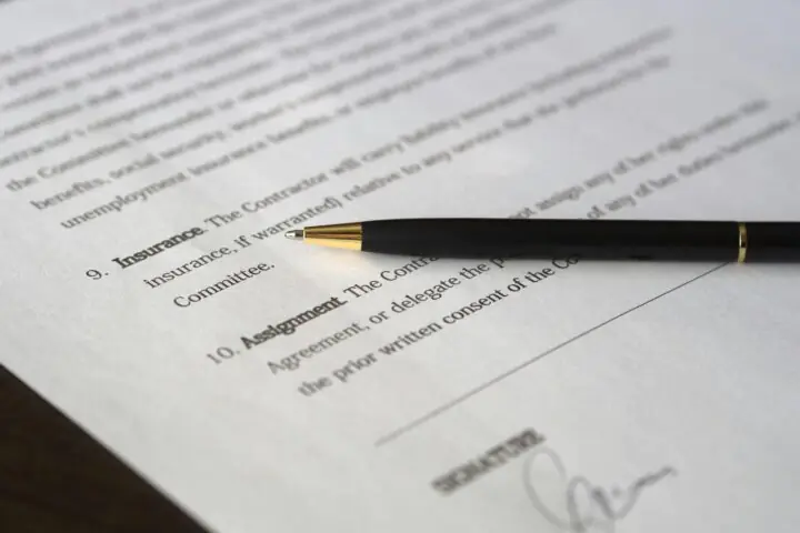 A pen on a government contract.