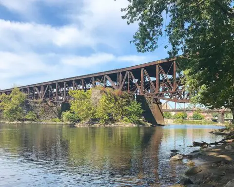 The Delaware River Bridge connecting New Jersey and Pennsylvania.