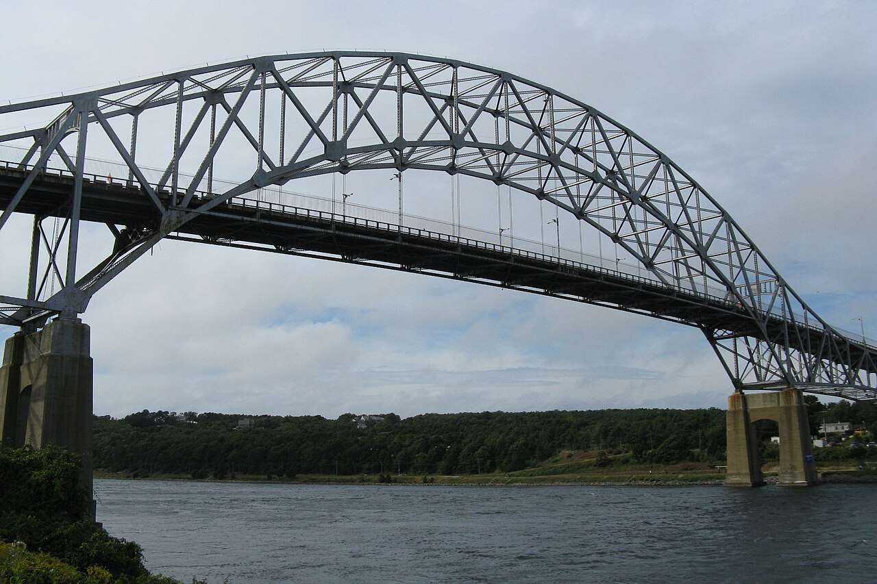 The Sagamore Bridge in Massachusetts form the river bed.