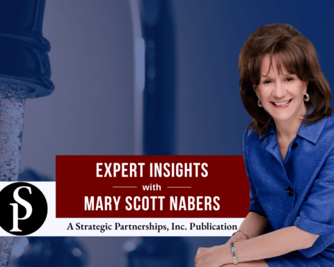Mary Scott Nabers before a water faucet for her weekly column.