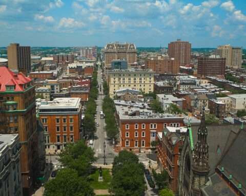 An aerial image of Baltimore's downtown.