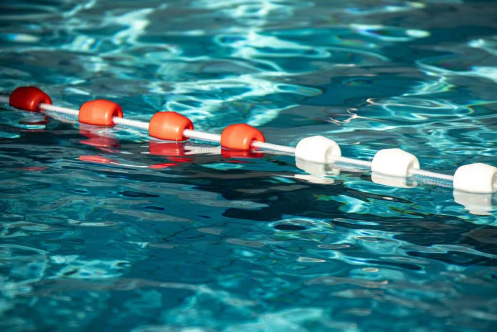 Water and a racing line as part of an aquatic feature at a local pool.