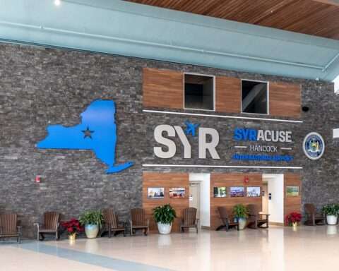 Hancock Airport went with a rustic look for their remodel.