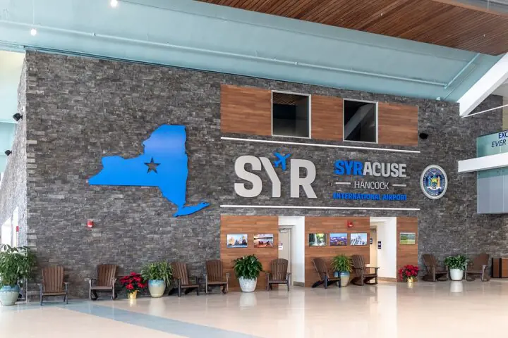 Hancock Airport went with a rustic look for their remodel.