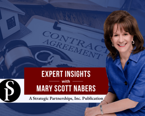 Mary Scott Nabers before a contract for her weekly column.