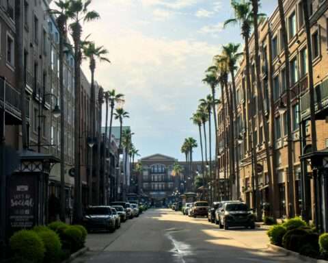 Downtown Baton Rouge in Louisiana on a sunny day.