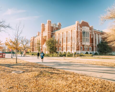 Students and facilities on the University of Oklahoma campus.