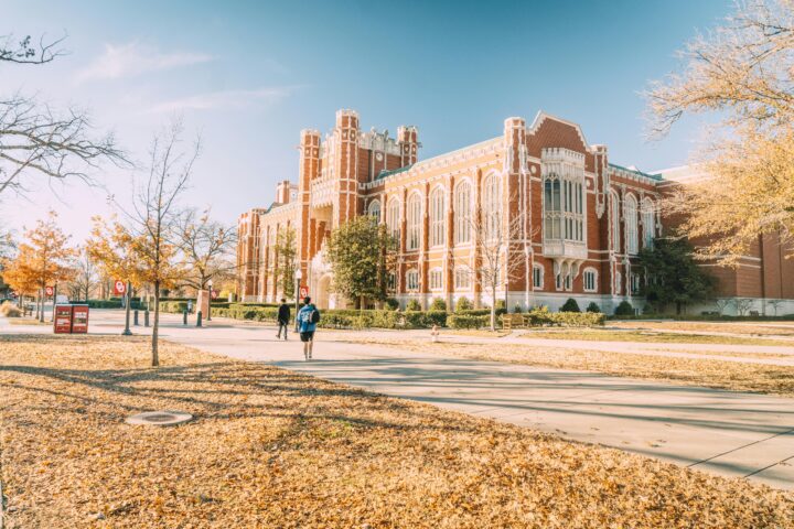 Students and facilities on the University of Oklahoma campus.