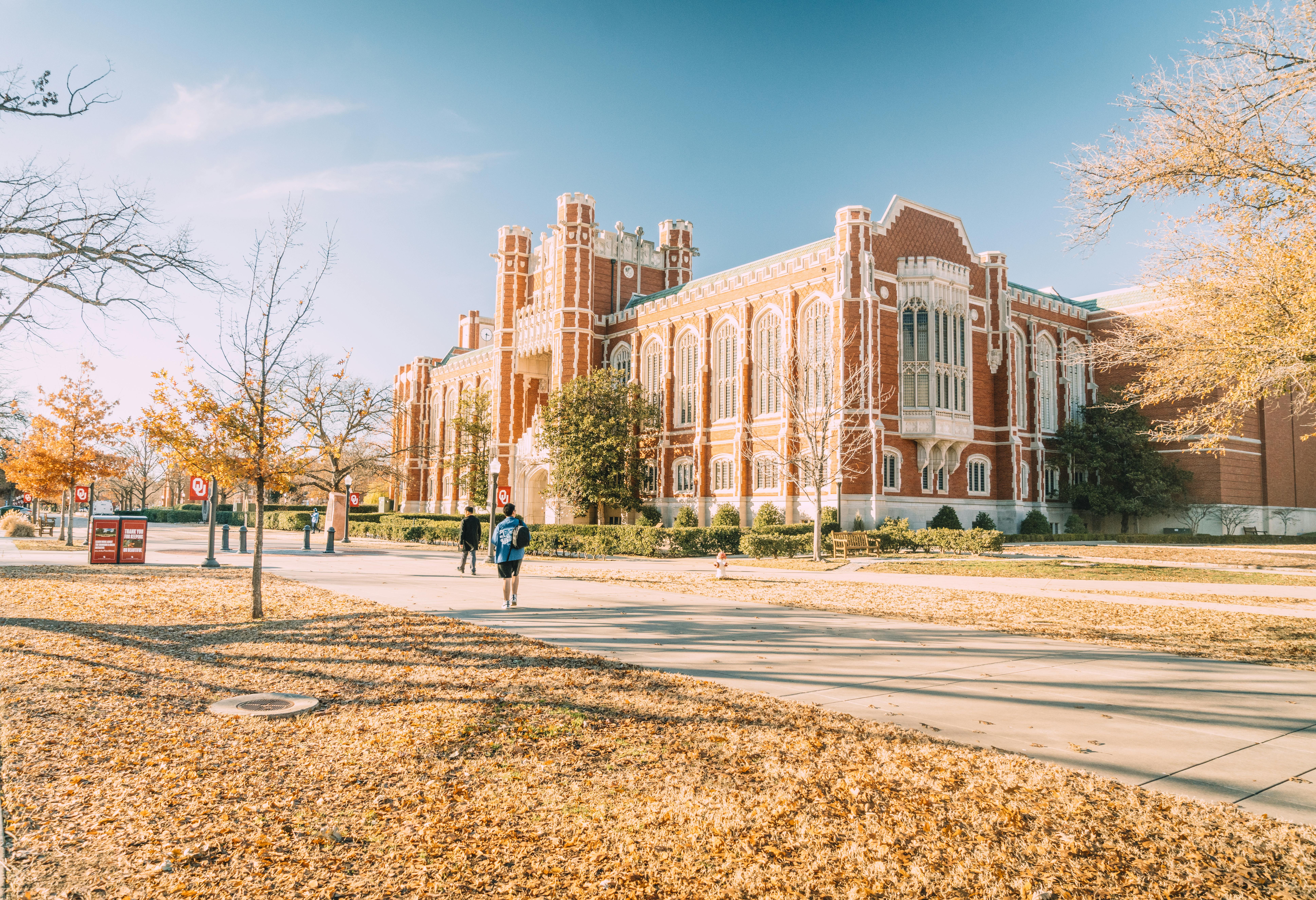 Students and facilities on the University of Oklahoma campus.