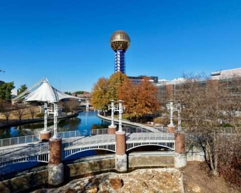 A riverfront park in Knoxville, Tennessee.