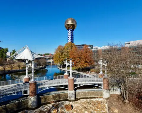 A riverfront park in Knoxville, Tennessee.