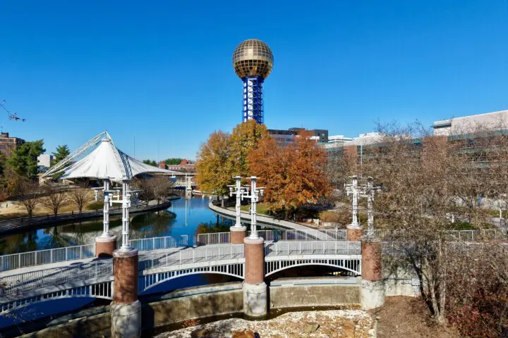 A riverfront park in Knoxville, Tennessee.
