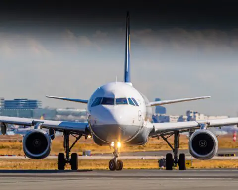 An airplane on the tarmac.