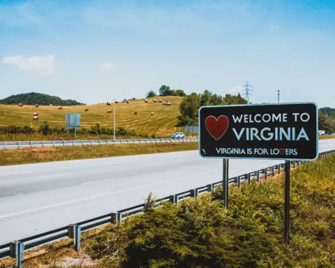 The Welcome to Virginia sign outside of the state in Tennessee.