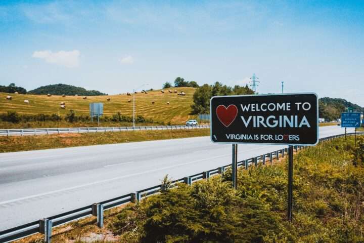 The Welcome to Virginia sign outside of the state in Tennessee.