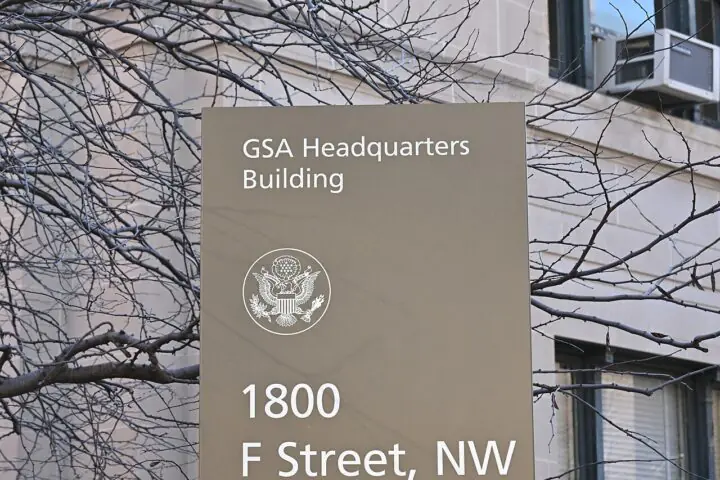 Sign for the GSA Headquarters Building in Washington, DC